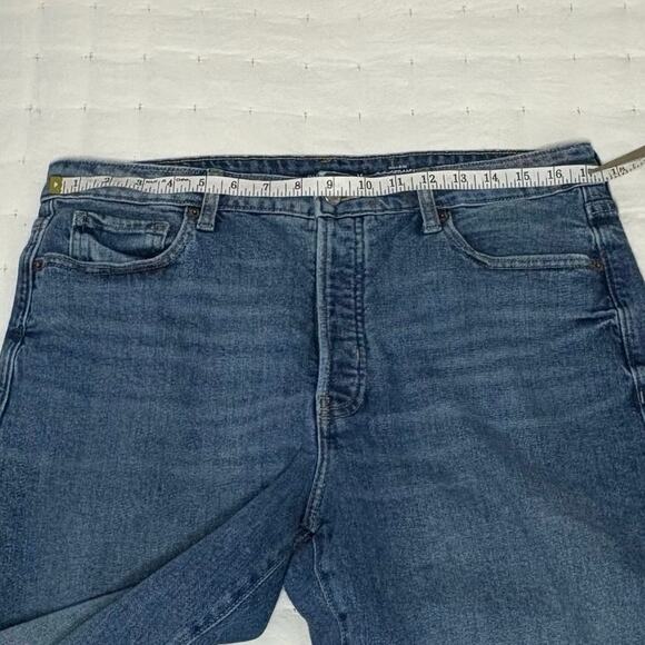 Old Navy High-Rise O.G. Straight  Button Fly Raw Edge Jeans Women's 14 Med Blue - Picture 7 of 11